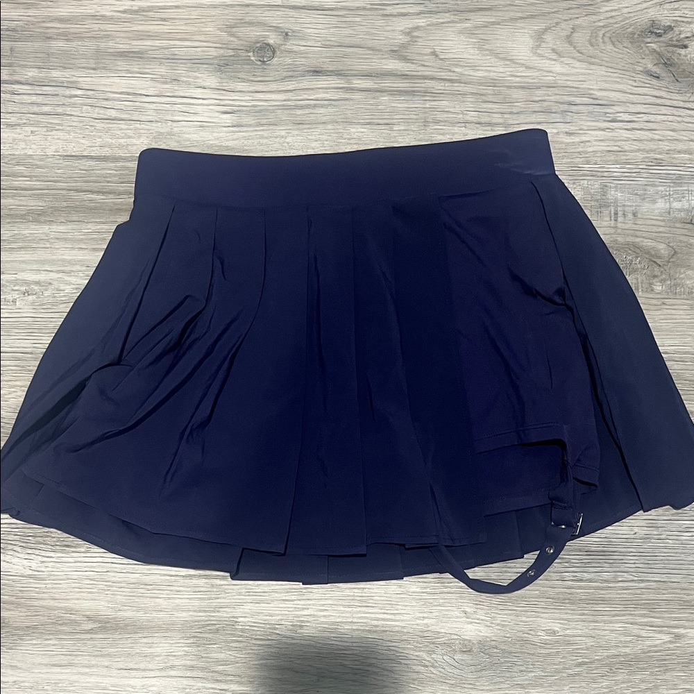 Navy Pleated Mini Skirt